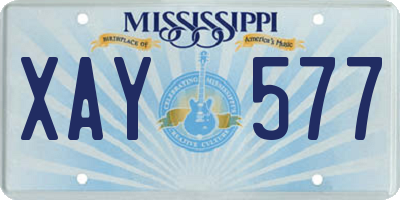 MS license plate XAY577
