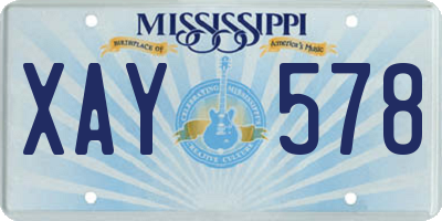 MS license plate XAY578