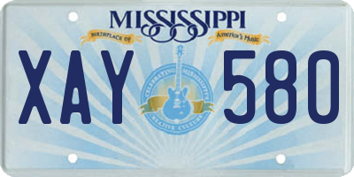MS license plate XAY580