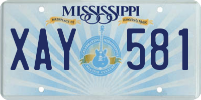 MS license plate XAY581