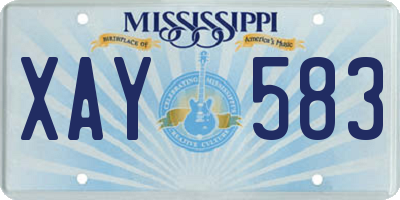 MS license plate XAY583