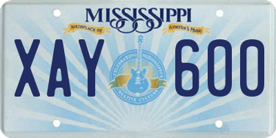 MS license plate XAY600