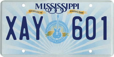 MS license plate XAY601