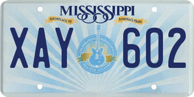 MS license plate XAY602