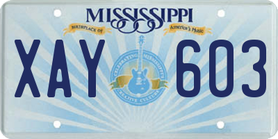 MS license plate XAY603