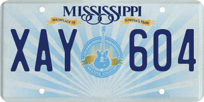 MS license plate XAY604
