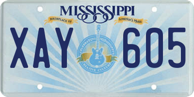 MS license plate XAY605