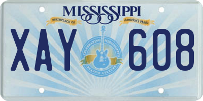 MS license plate XAY608