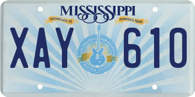 MS license plate XAY610