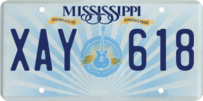 MS license plate XAY618
