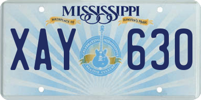 MS license plate XAY630