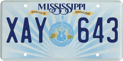 MS license plate XAY643