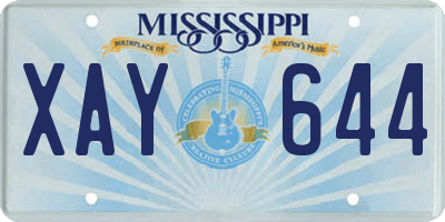 MS license plate XAY644