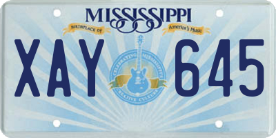 MS license plate XAY645
