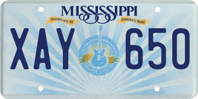 MS license plate XAY650