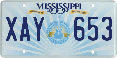 MS license plate XAY653