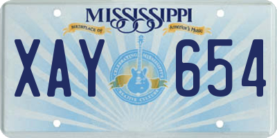 MS license plate XAY654