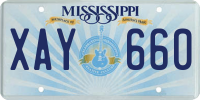 MS license plate XAY660