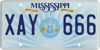 MS license plate XAY666