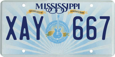 MS license plate XAY667