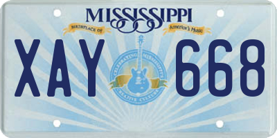 MS license plate XAY668