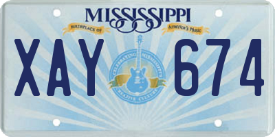 MS license plate XAY674