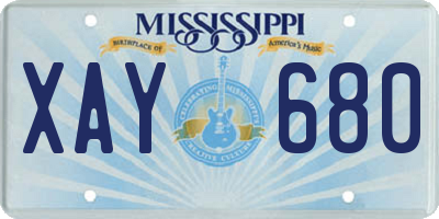 MS license plate XAY680