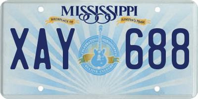 MS license plate XAY688