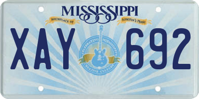 MS license plate XAY692