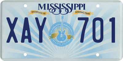 MS license plate XAY701