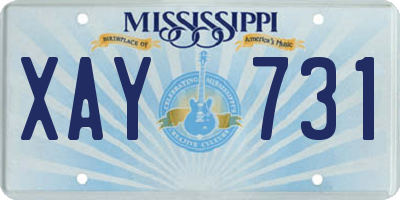 MS license plate XAY731