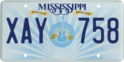MS license plate XAY758