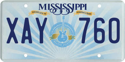 MS license plate XAY760