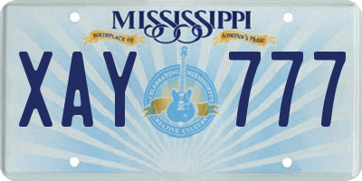 MS license plate XAY777
