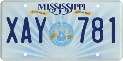 MS license plate XAY781