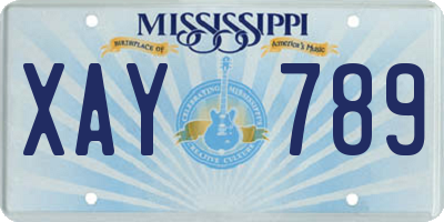 MS license plate XAY789