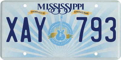 MS license plate XAY793