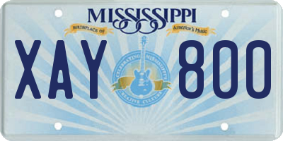 MS license plate XAY800