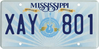 MS license plate XAY801