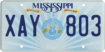 MS license plate XAY803