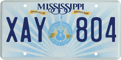 MS license plate XAY804