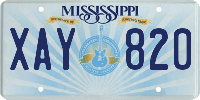 MS license plate XAY820