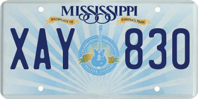 MS license plate XAY830