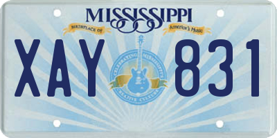 MS license plate XAY831