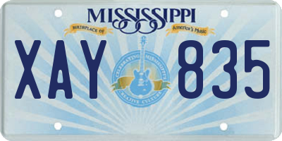 MS license plate XAY835