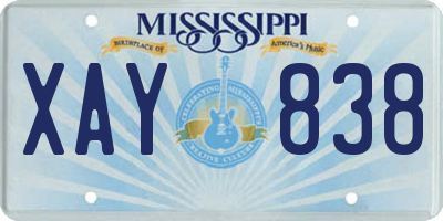 MS license plate XAY838