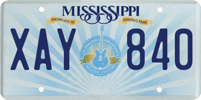 MS license plate XAY840