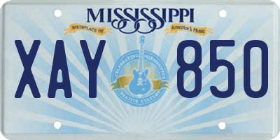 MS license plate XAY850