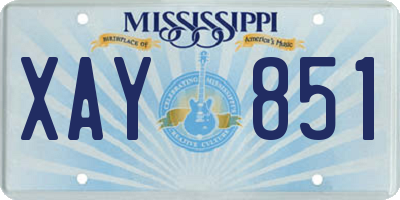 MS license plate XAY851