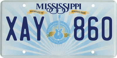 MS license plate XAY860